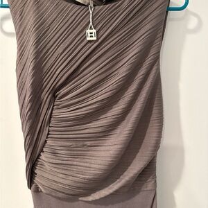 Halston Heritage Gray mauve Pleated Top